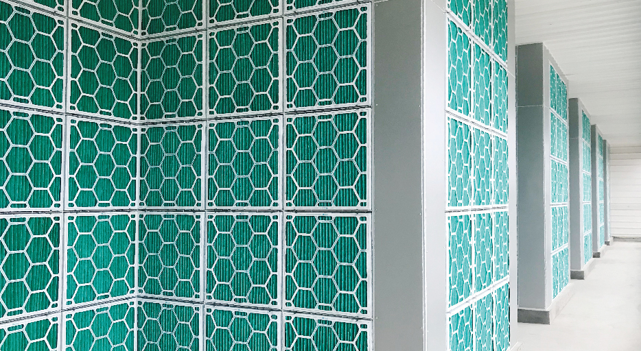 楼房养猪空气过滤系统+除臭系统一体化解决方案 （初效空气过滤主墙）